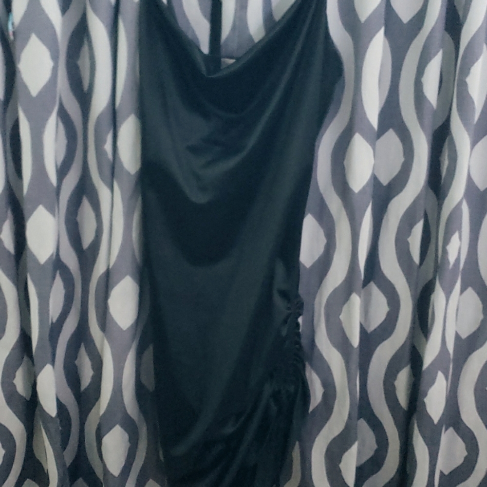 String Up Slit Black Dress